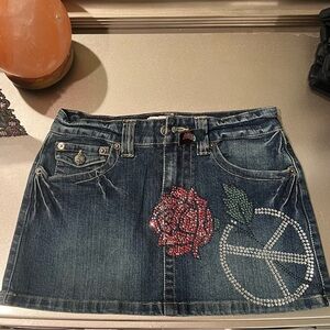 Y2K Micro Mini Denim Bling Skirt - Size S; NWT